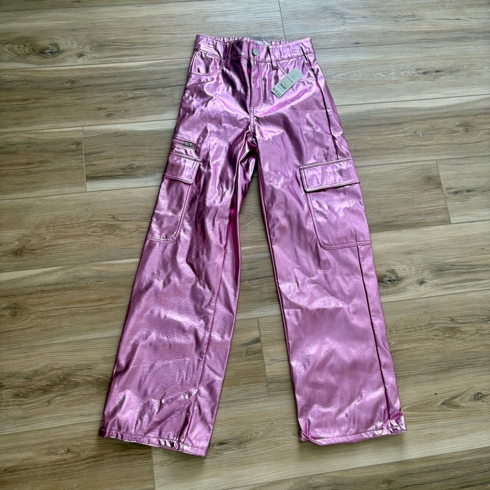 No Boundaries Shiny Pink Cargo Pants